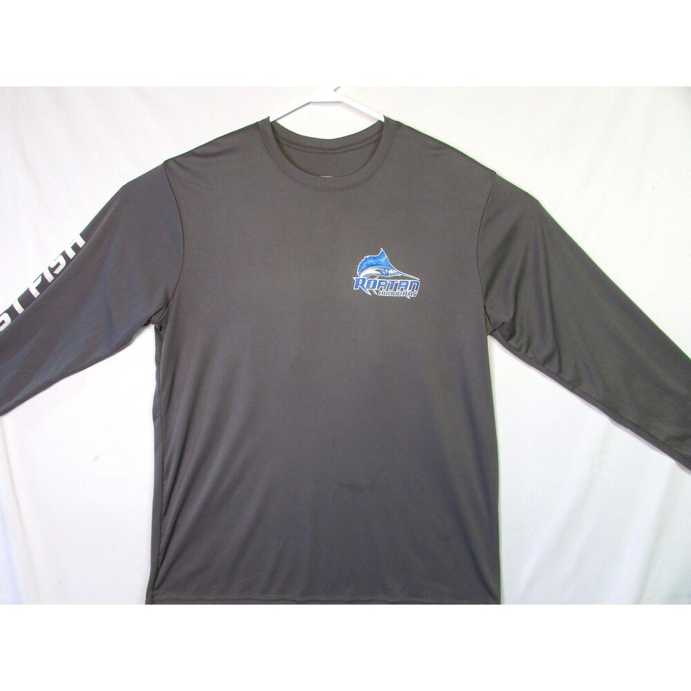 Roatan Honduras Fishing Shirt Mens XL Gray Long Sleeve Performance Sailfish